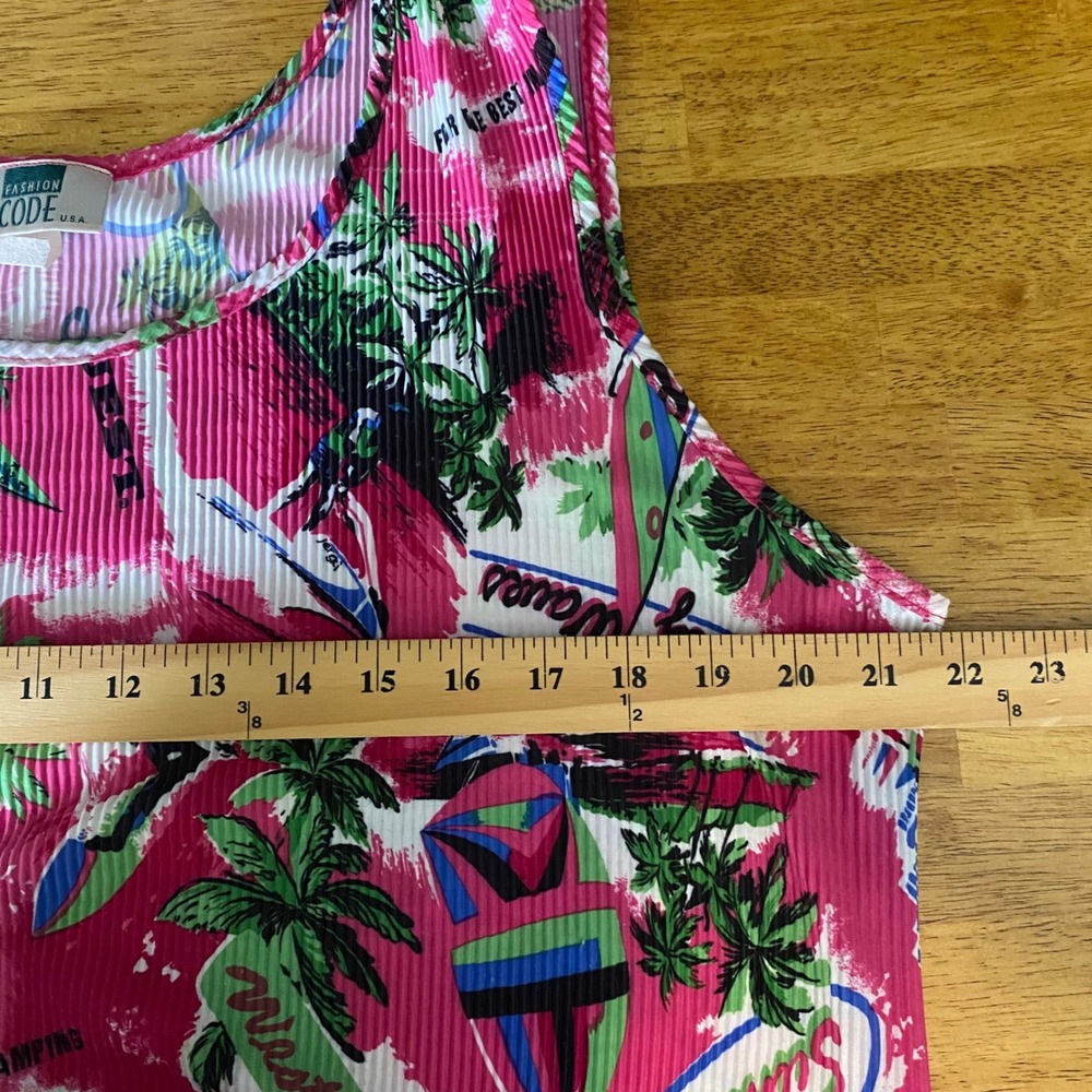 Vintage Fashion Code Tropical Dress Womens Large Pink Swim Coverup USA Retro - Picture 6 of 6